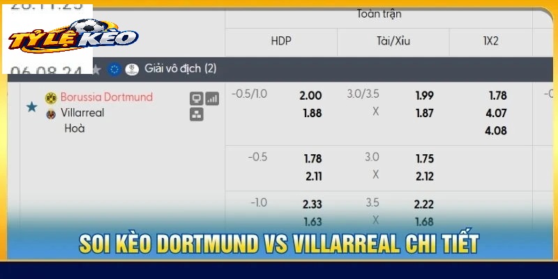 Chiến Thuật Soi Kèo Borussia Dortmund vs Villarreal Chuẩn Xác